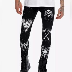 Black‎ Skull Weapon Patches Stinger Jeans Hot Topic